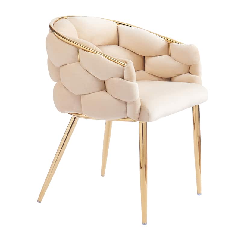 Set of 2 Luxury Handmade Accent Chair with Gold Legs, Modern Velvet Armchair Dining Chair for Living Room Bedroom