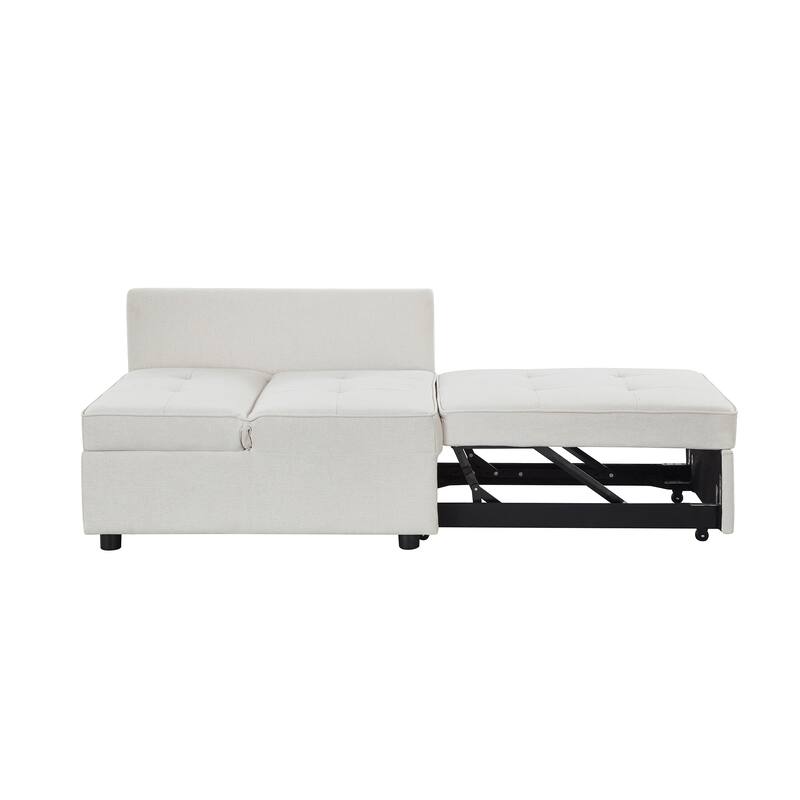 4-in-1 Sofa Bed - Convertible Recliner with Wood Frame