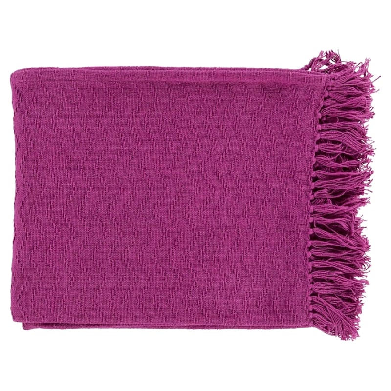 Livabliss Intect Woven Cotton Throw (50 x 60) - Magenta