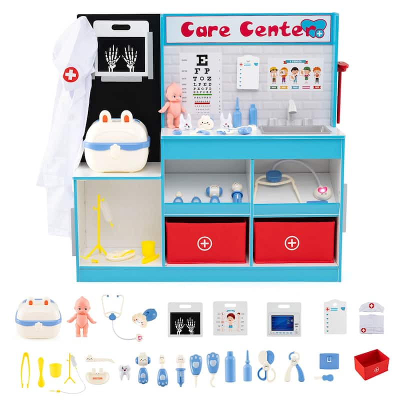 Costway Play Doctor’s Office with Examine Region X-Ray Film ECG - See Details - Blue