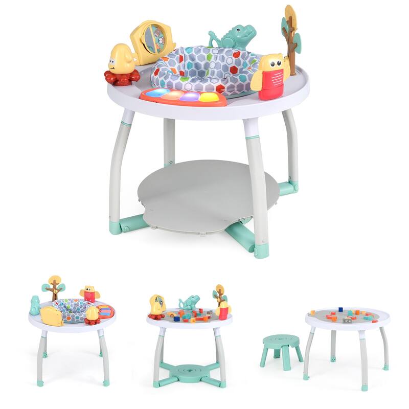 5-in-1 Baby Activity Center with Adjustable Height, Interactive Toys, Detachable Bounce Platform, and Study Desk for Kids