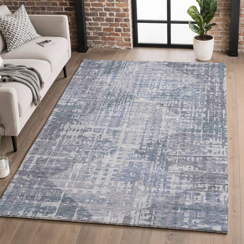 Premium Washable Super Soft Modern Diamonds Mayfield Rug - Blue - 9' x 12'