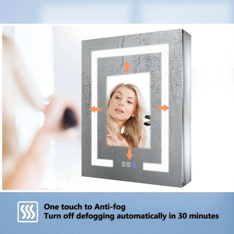 ExBrite LED Lighted Bathroom Medicine Cabinet with Mirror,Recessed or Surface Mount, Defog