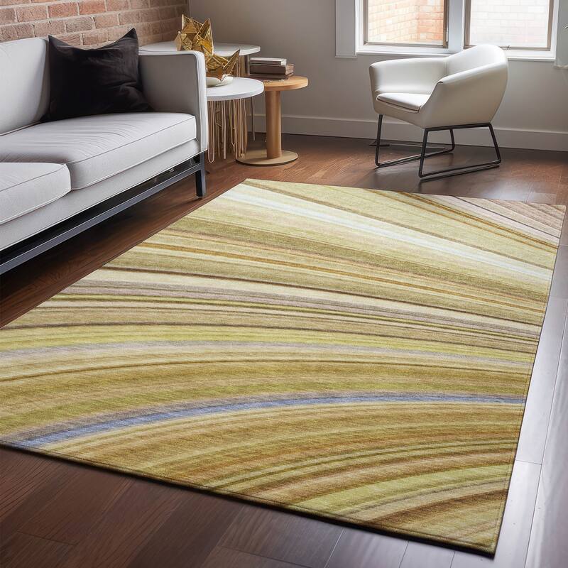 Premium Washable Super Soft Striped Abstract Mayfield Rug - Beige - 8' x 10' - Rectangle