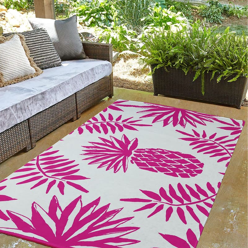 Pineapple Leaves Spring Chenille Indoor/Outdoor Rug