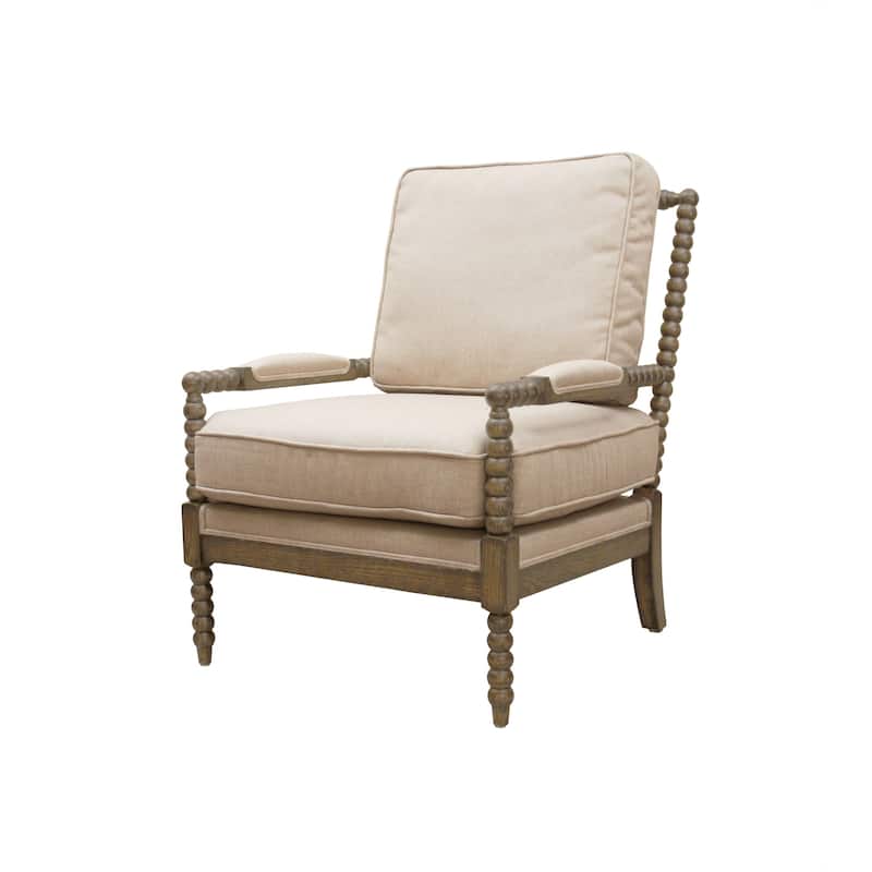 HomeRoots 25" Ivory Cushion And Natural Beaded Arm Chair - 25