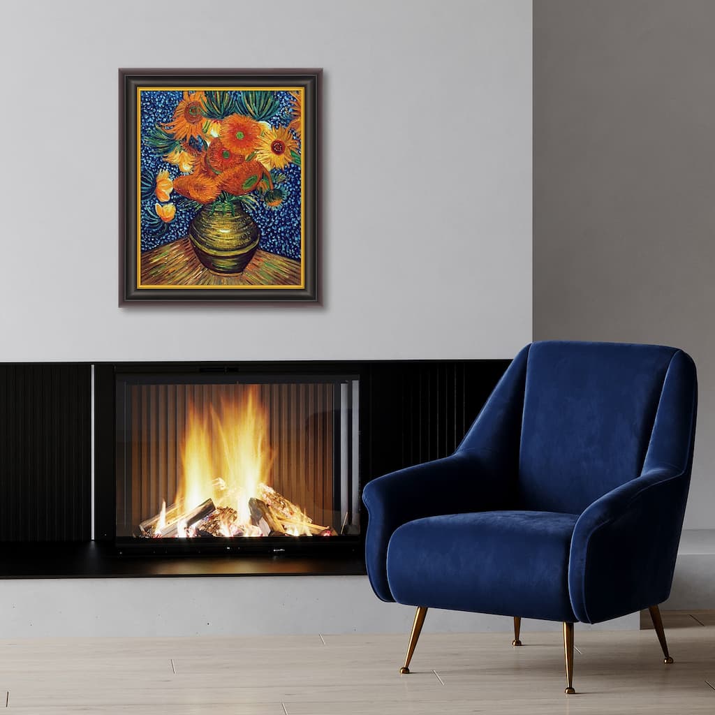 La Pastiche Original 'Flower Collage' Hand Painted Framed Canvas Art