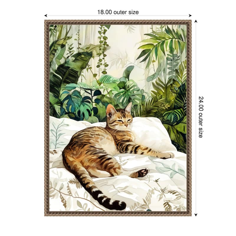 Cats Life Sleepy Time by Justyna Jaszke Framed Canvas Wall Art - 18 x 24 in
