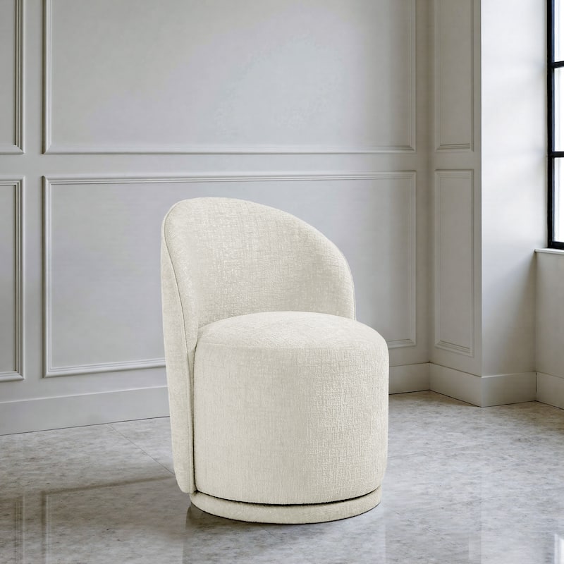 Upholstered Swivel Dining Chair Armless Barrel Chair