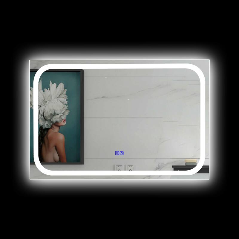 Frameless Wall Mounted LED Bathroom Mirror - Colorless