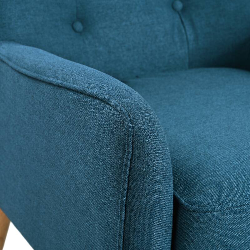 Mid-Century Modern Armchair with Tufted Fabric and Solid Wood Legs for Various Rooms
