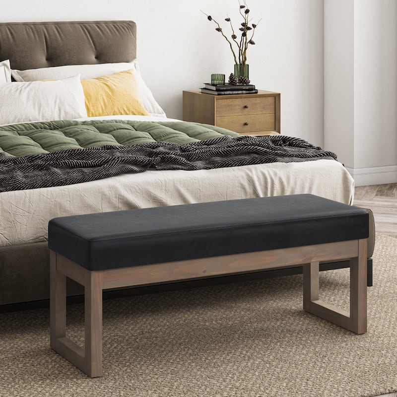 WYNDENHALL Madison 44 inch Wide Contemporary Rectangle Ottoman Bench - Midnight-Black