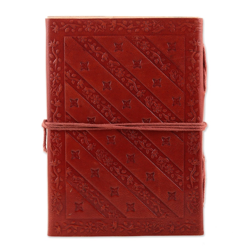 Novica Handmade Twin Dragons Embossed Leather Journal