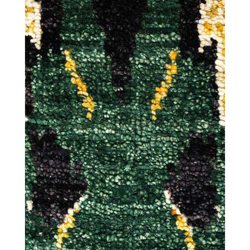 Overton Hand Knotted Wool Contemporary Ikat Black Area Rug - 6' x 9'