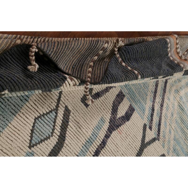 Moroccan Large Abstract Area Rug Handmade Beige Wool Carpet - 11'7"x 18'5"