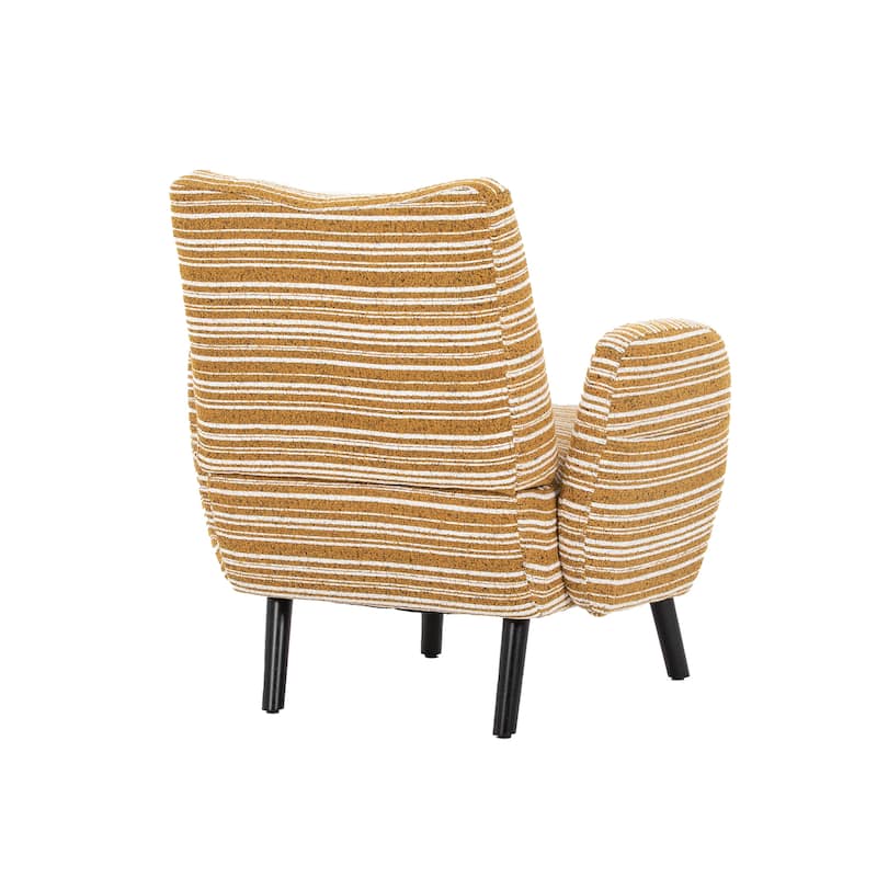 Boucle Upholstered Lounge Armchair, Reading Chair with Side Storage Pocket, Single Sofa Chair with Solid Wood Legs