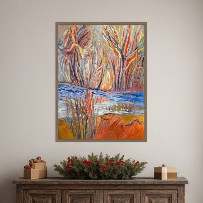 Cadmium Winter Solstice I by Dorothy Fagan (23 x 30 in.), Framed Canvas Wall Art Print - Sylvie Dark Gold