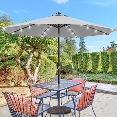 BONOSUKI LED Patio 9Ft Market Umbrella,Outside Deck Table Umbrella