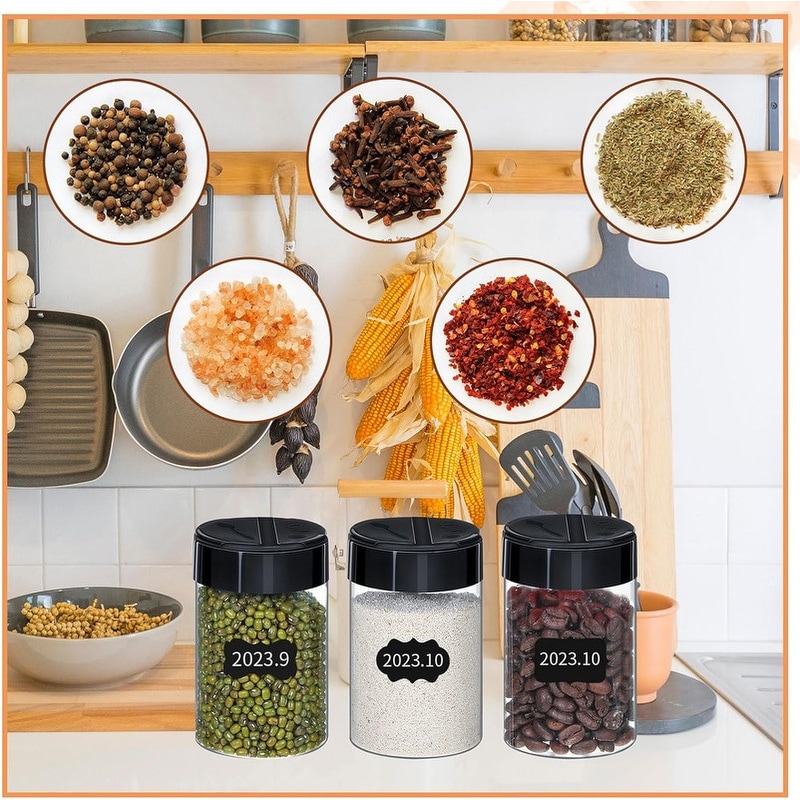 Plastic Spice Jars with Black Cap Clear
