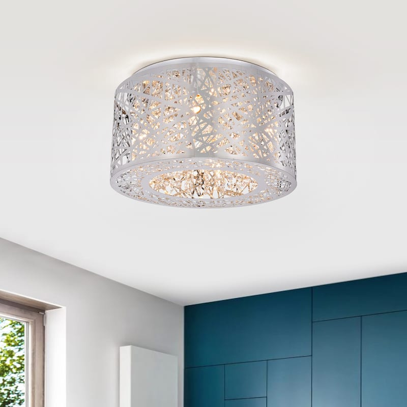 Braydon Chrome 4-Light Metal Drum Flush Mount