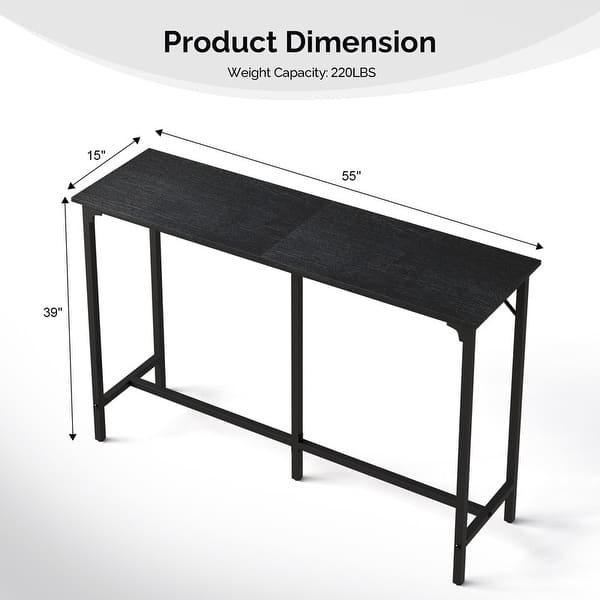dimension image slide 1 of 2, 55'' Counter Height Bar Dining Table with Metal Frame Rectangular Pub Sofa Table for Kitchen ,Living Room