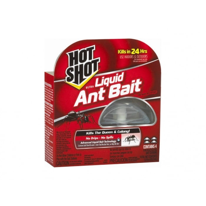 Hot Shot Ant Bait, Ultra, Liquid - 4 pack, 0.45 fl oz bait stations