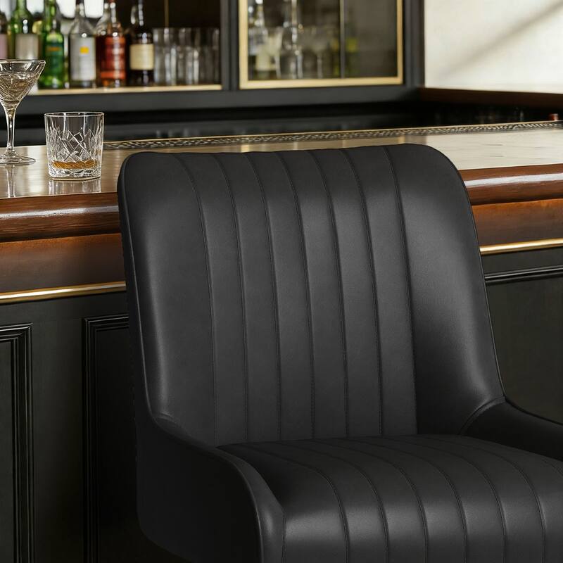 26" Upholstered Counter Height Swivel Bar Stool with Solid Wood Legs - 38.8"H x 20.5"W x 21.7"D