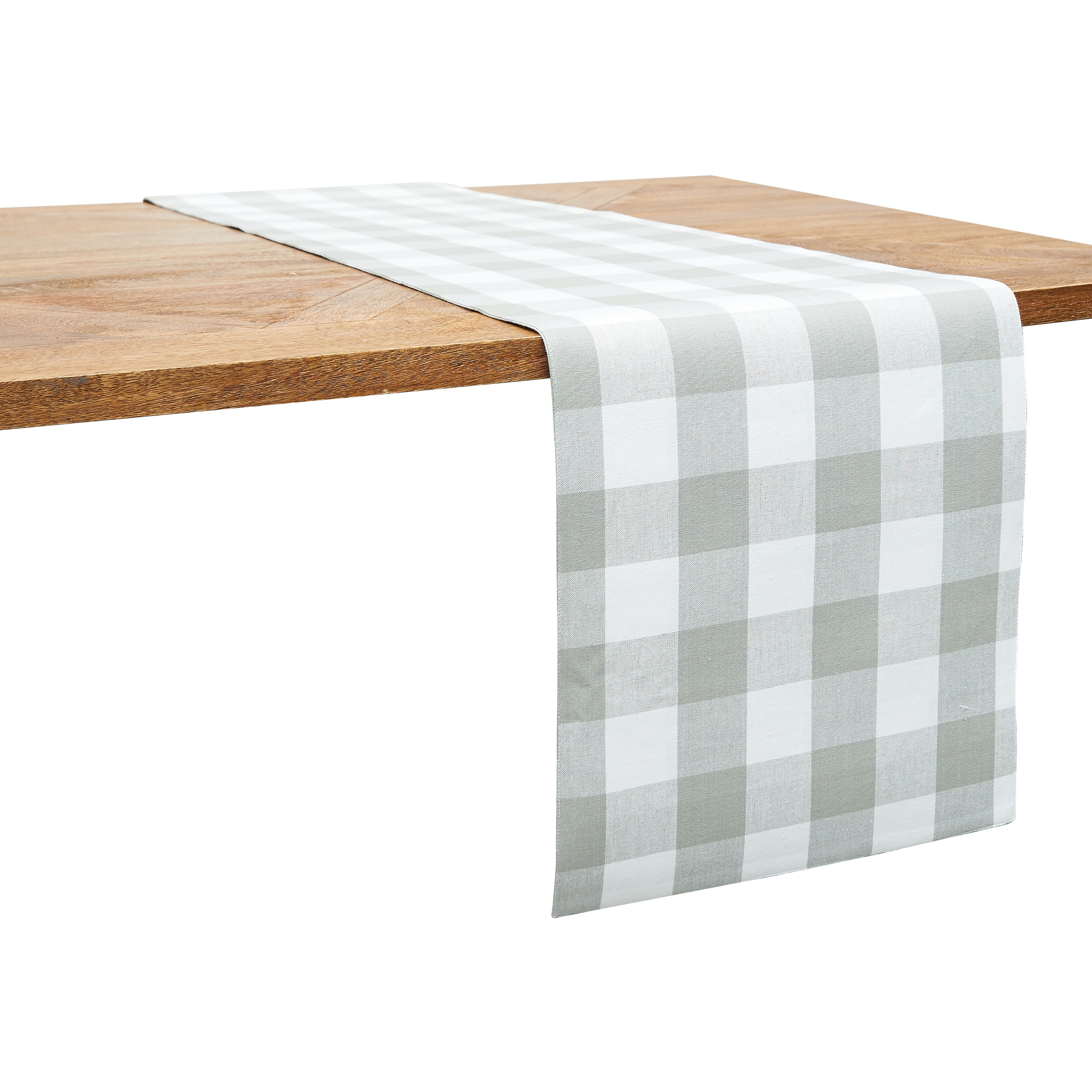 Franklin Slate Gingham Check Table Runner