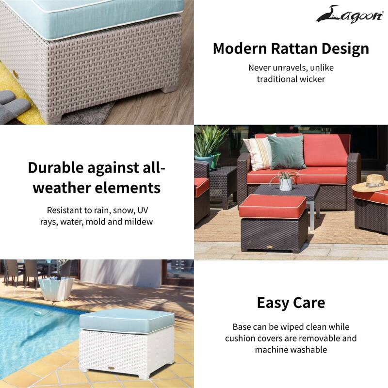 Magnolia Resin All-Weather Ottoman with Cushion