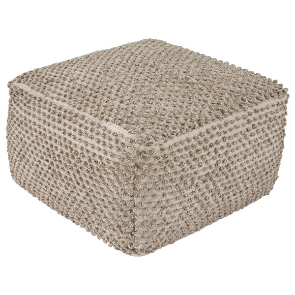 Handwoven Square Shaped Pouf with Knotted Design and Zipper