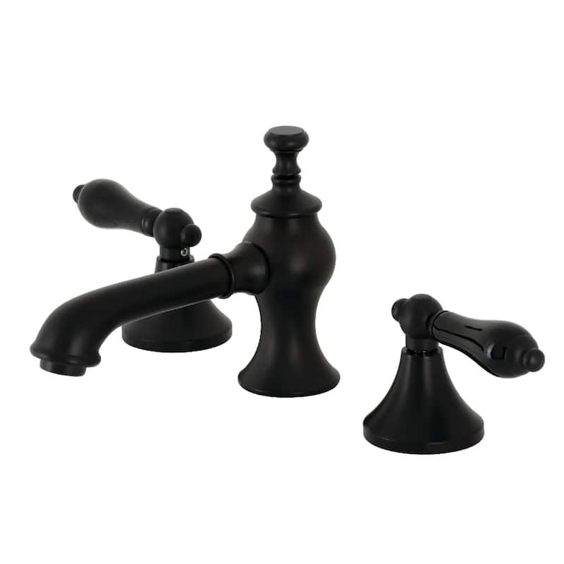 Duchess Deck Mount Widespread Bathroom Faucet with Brass Pop-Up - Matte Black