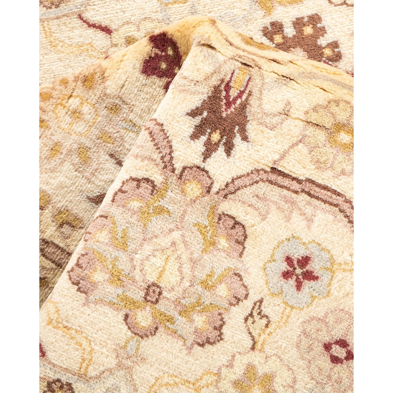 Overton Hand Knotted Wool Vintage Inspired Traditional Mogul Ivory Area Rug - 3 x 5