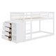 preview thumbnail 58 of 58, Wooden Floor Bunk Bed Frame with Storage Drawers, 3 Shelves, Full-length Guardrail and Reversible Ladder for Kids, Teens