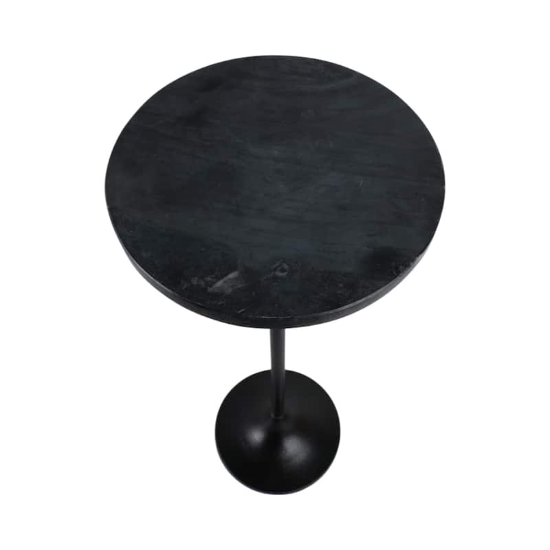 Metal Base Marble Top Modern Glam Accent Table Round Silhouette