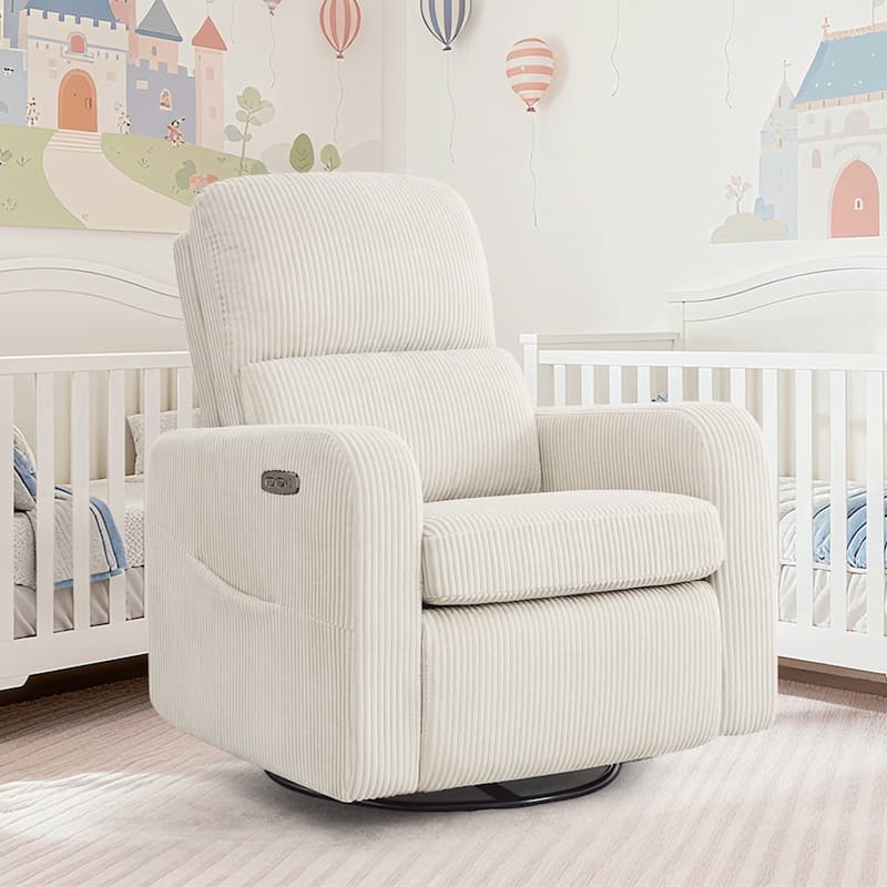 Swivel Power Recliner Chair Teddy Nursery Glider Rocking Recliner