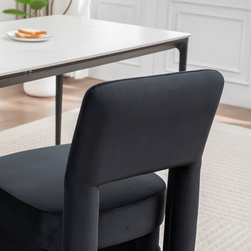 SEYNAR Modern Velvet Upholstered Armless Dining Chair Set of 2