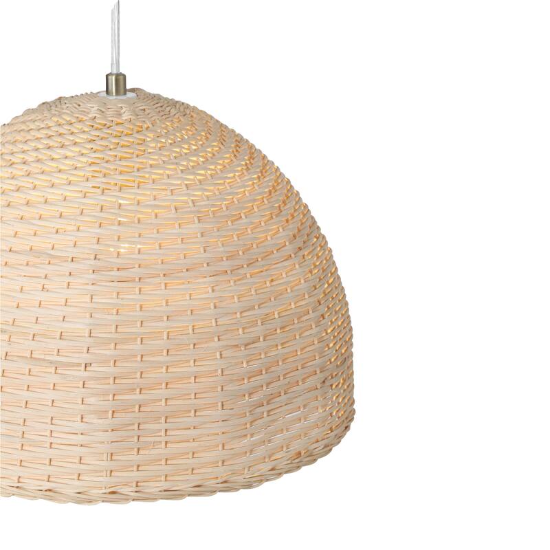 Calypso Metal and Handwoven Wicker Dome Ceiling Light - 15.0"L x 15.0"W x 10.0"H
