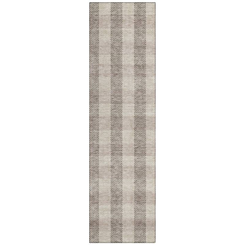 Machine Washable Indoor/ Outdoor Chantille Plaid Stripe Rug