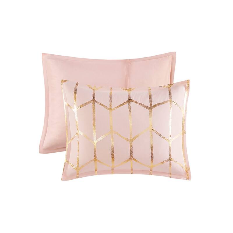 GDF Studio - Raina Metallic Printed Comforter Set with Decorative Pillows