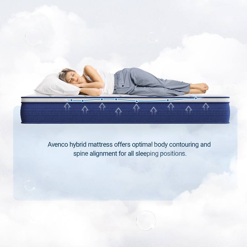 Avenco 10" Adult Supportive Pocketed Coils Memory Foam Hybrid Mattress