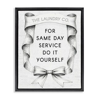 Stupell Vintage Laundry Service Ribbon Framed Floater Canvas Wall Art ...