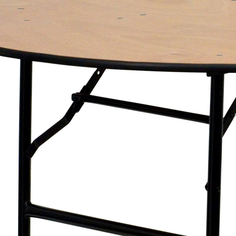 48-inch Round Wood Folding Banquet Table with Finished Top