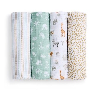 aden + anais essentials cotton muslin swaddle blanket 4 pack giraffe safari