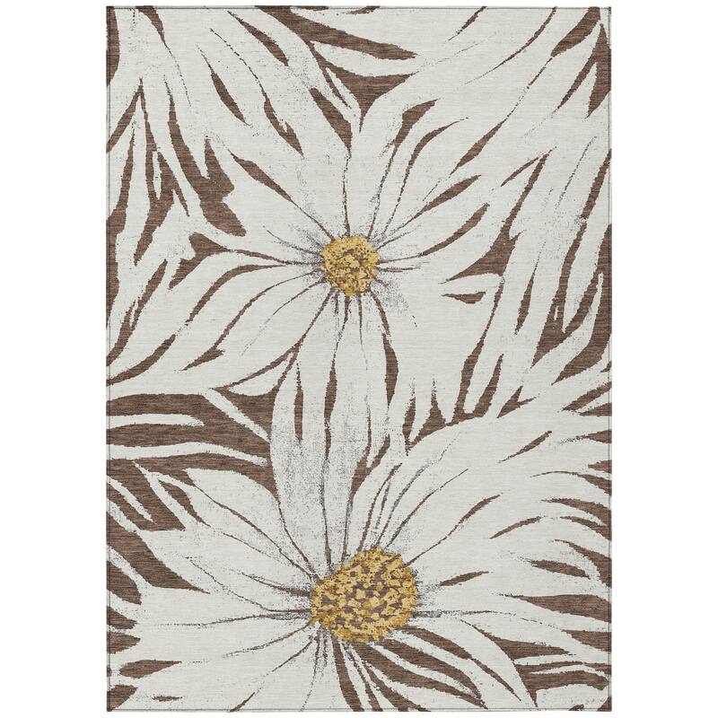 Machine Washable Indoor/ Outdoor Floral Chantille Rug