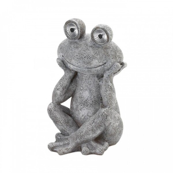 frog garden statue with solar lantern