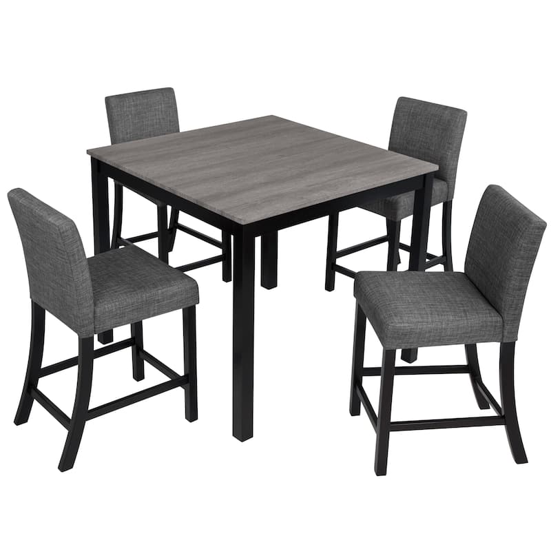 5-Piece, Modern Counter Height Table Set, Wooden Counter Height Dining Table Set with 4 Chairs, for Kitchens and Dining Rooms