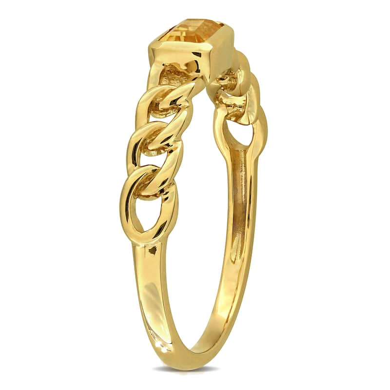 Miadora Octagon Gemstone Engagement Link Ring in 14k Yellow Gold