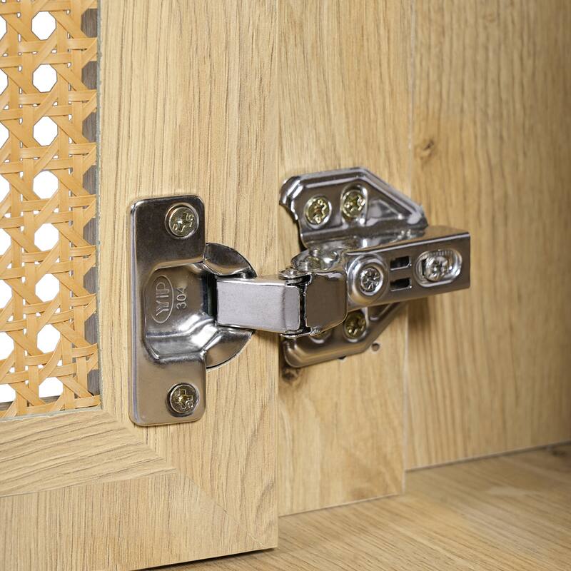 Bathroom Vanity with Sink, Freestanding Bathroom Sink Vanity, Bathroom Cabinet with Rattan-Handwoven Doors & Drawers