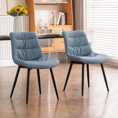 Faux Leather Dining Chairs Set of 2, Modern Upholstered Seat