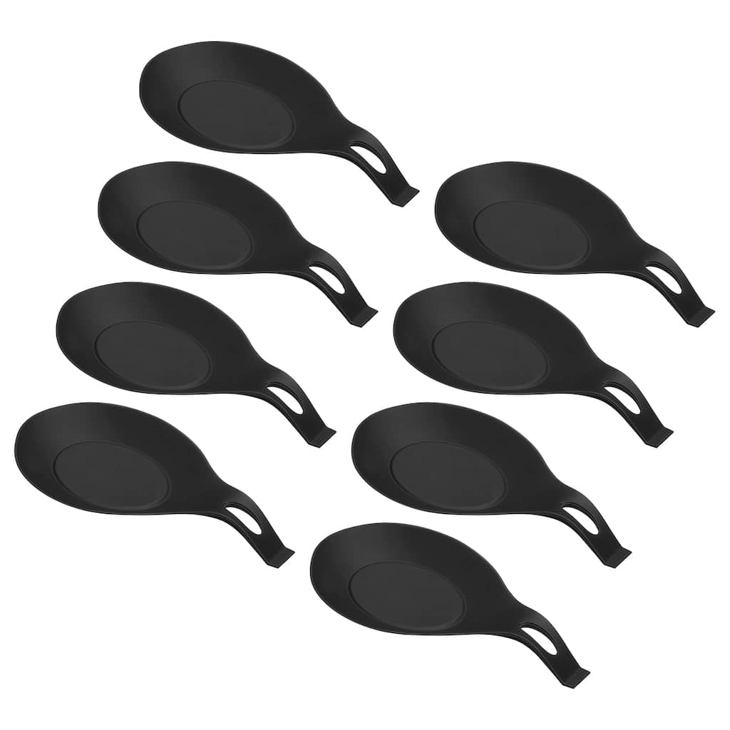 16Pcs 7.68" Heat Resistant Silicone Spoon Rest Kitchen Utensil Holder, Black
